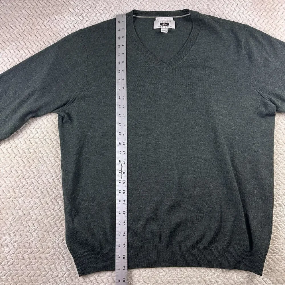 Jos A Bank Sweater Men's‎ XL Green 100% Merino Wool V- Neck Long Sleeve Pullover
